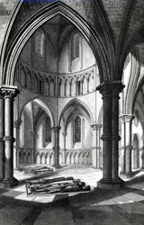 Interieur van de Temple Church met de beeltenissen van de Ridders